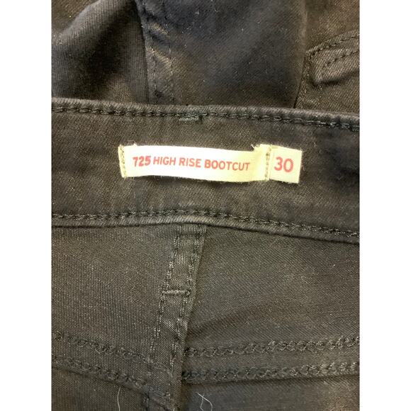 Levi's Women's 30 Soft Black 725 High Rise Bootcut Jeans Denim Stretch M37-22 - Picture 6 of 8